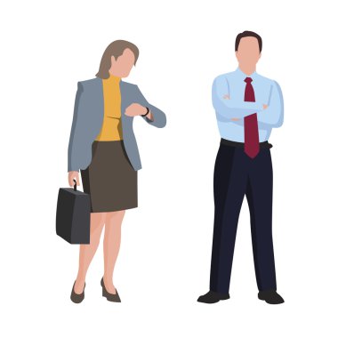 İşadamı ve üzerinde beyaz izole işkadını 