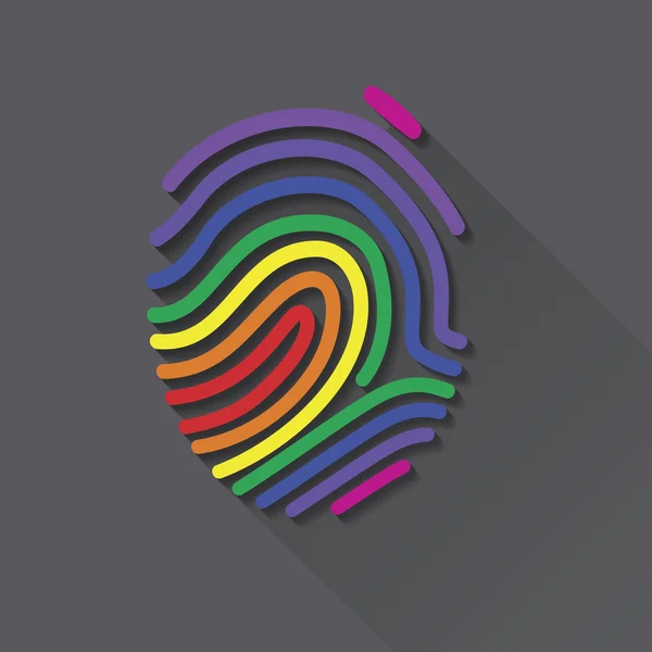 Rainbow fingerprint with long shadow — Stock Vector