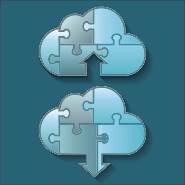 Cloud Computing Download und Upload von Symbolen — Stockvektor