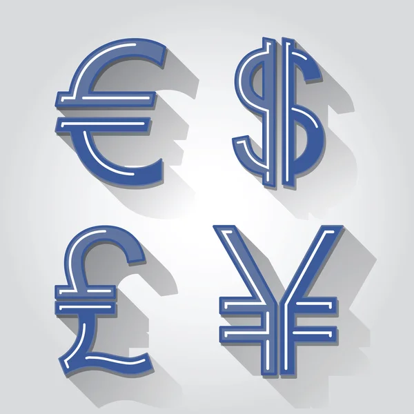 Dólar, euro, libra e moeda ienes — Vetor de Stock