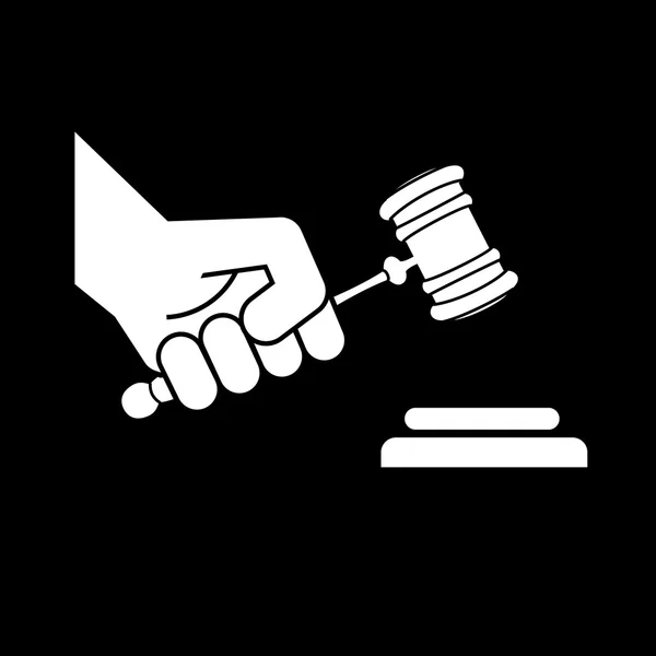 Juiz martelo na mão símbolo —  Vetores de Stock