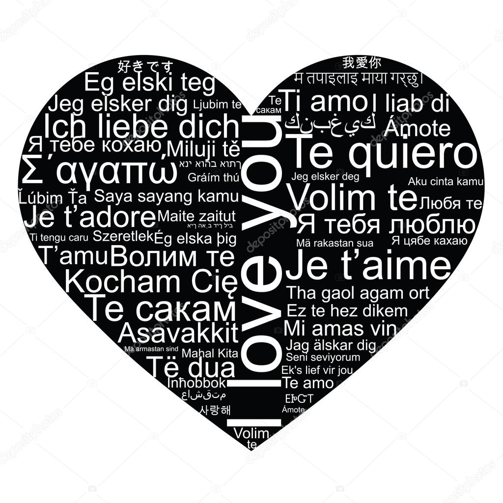 I love you tag cloud the shape as a heart, vector