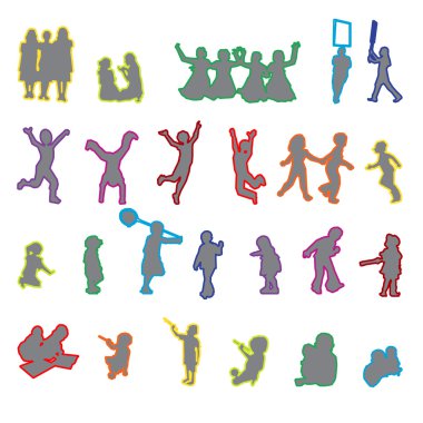 Çocuklar oynarken Silhouettes