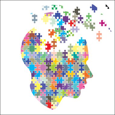 Kırık zihin puzzle kafa 