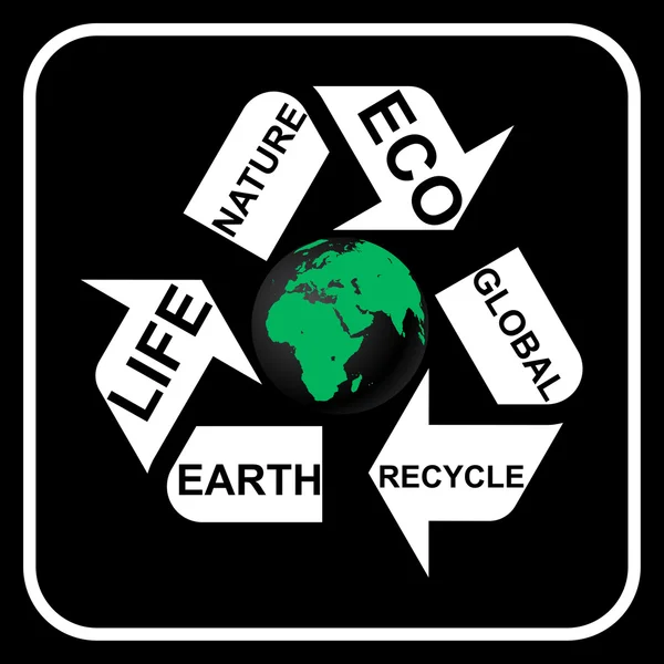 Recycling symbool met aarde — Stockvector