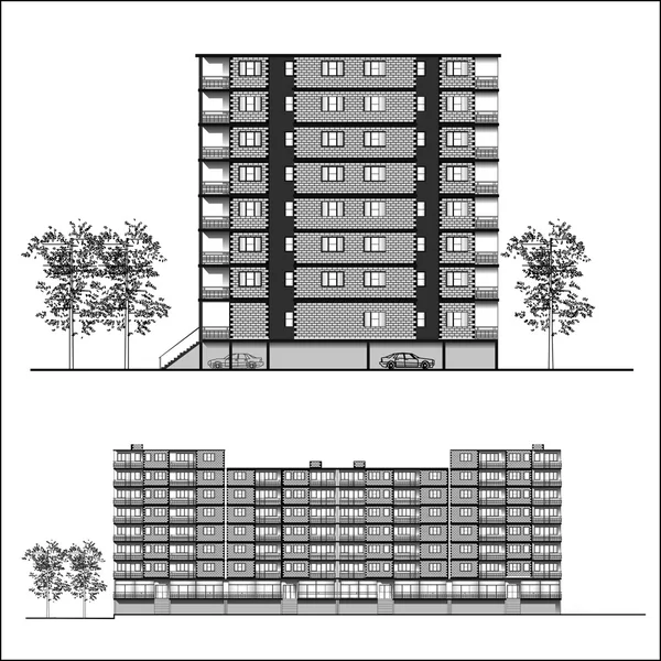 Fachada. Construção de habitações — Vetor de Stock