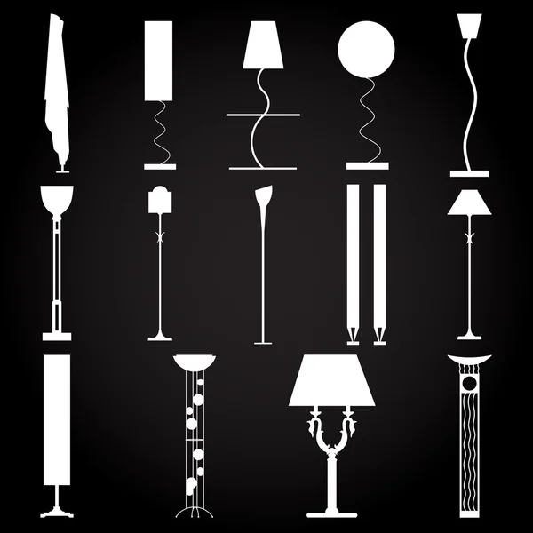 Conjunto de lámparas de pie de lujo — Vector de stock