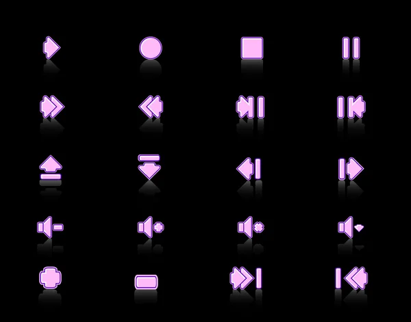 Boutons web 2.0 de contrôle des médias — Image vectorielle