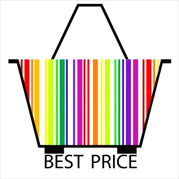 Beste prijs barcode Shopping basket — Stockvector