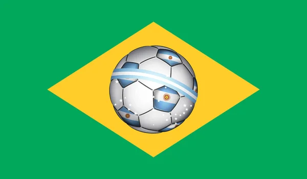 Bandeira brasileira com bola de futebol da Argentina — Vetor de Stock