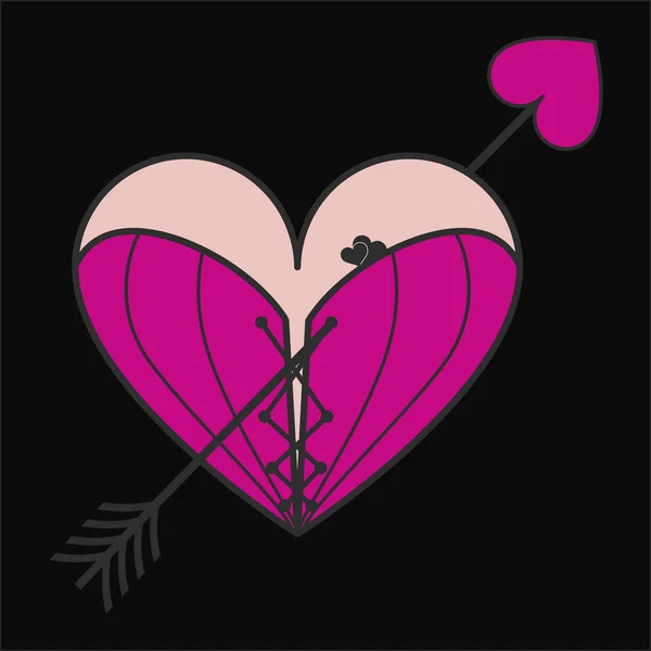 Corazón de corsé con flecha — Vector de stock