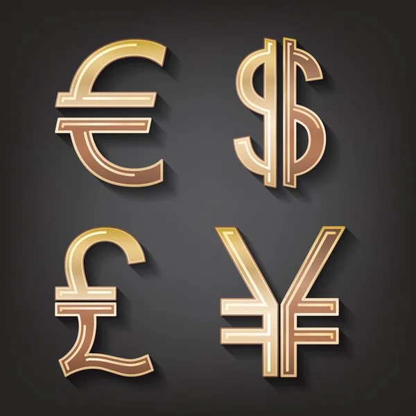 Dollar, Euro, pond en Yen valuta — Stockvector