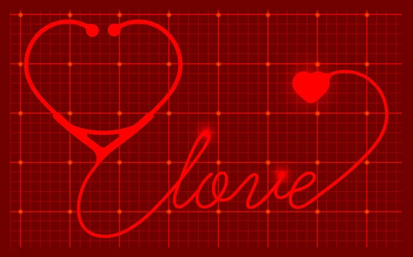 Στηθοσκόπιο καρδιά με αγάπη — Διανυσματικό Αρχείο