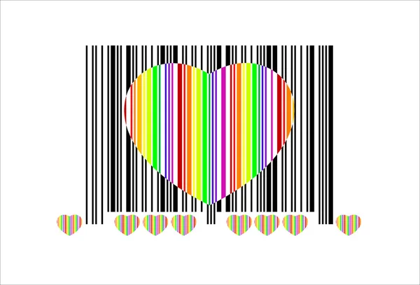 Colorful heart bar code — Stock Vector