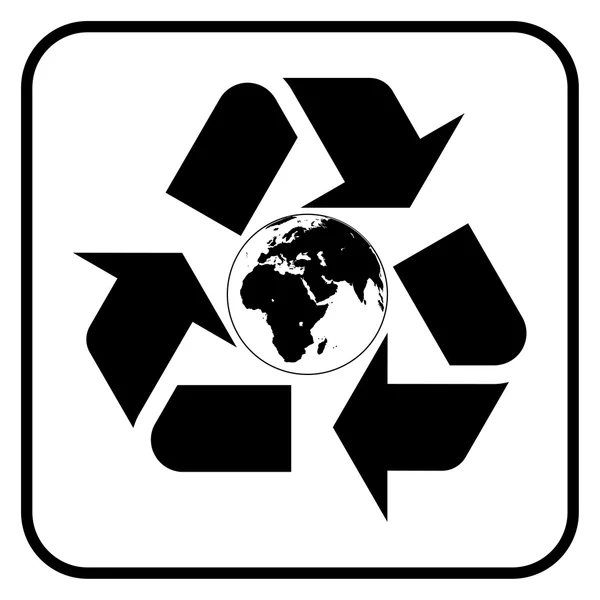 Recycling symbool met aarde — Stockvector