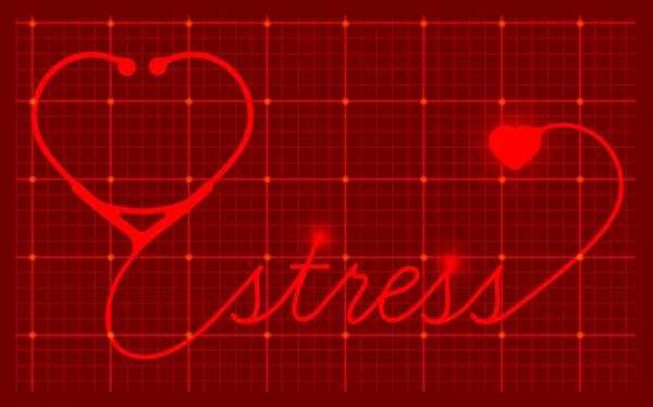 Symbole de stress médical, cardiogramme — Image vectorielle
