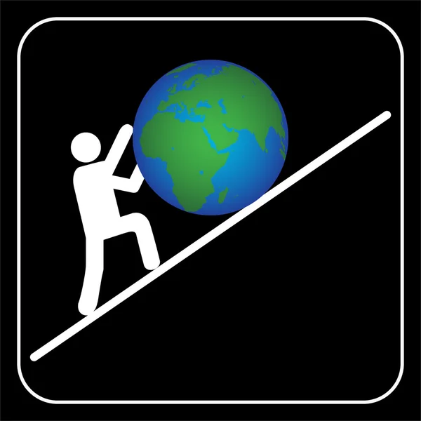 Homme poussant la Terre — Image vectorielle