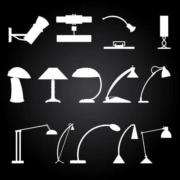 Conjunto de lámparas de mesa modernas — Vector de stock