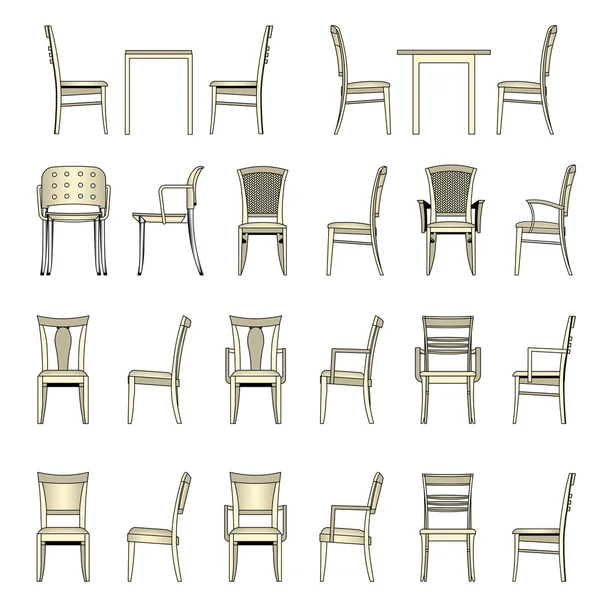 Set di sedie moderne — Vettoriale Stock