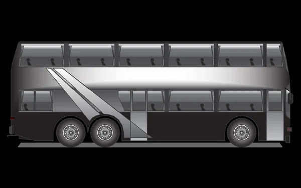 Zájezdový autobus na černém pozadí — Stockový vektor