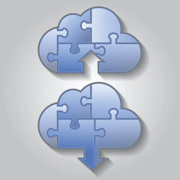 Cloud Computing Download und Upload von Symbolen — Stockvektor