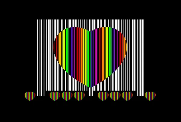 Colorful heart bar code — Stock Vector