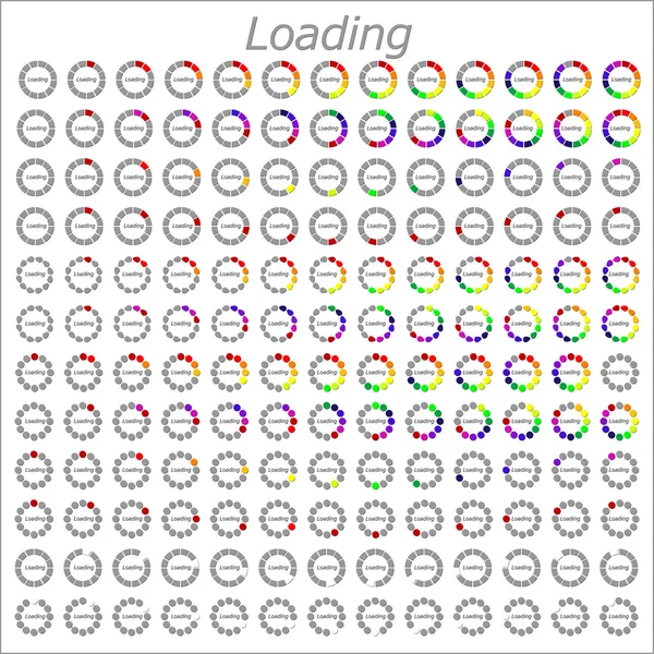 Different circle loader progress bars — Stock Vector