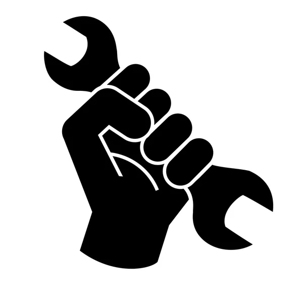 Fist revolution symbol with wrench — Stock Vector