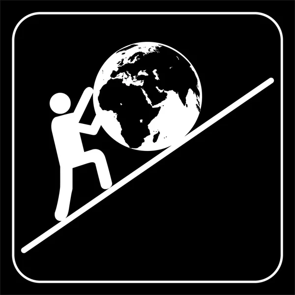 Homme poussant la Terre — Image vectorielle