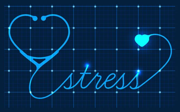 Simbolo di stress medico, cardiogramma — Vettoriale Stock