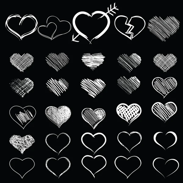 Ensemble de symboles coeurs — Image vectorielle