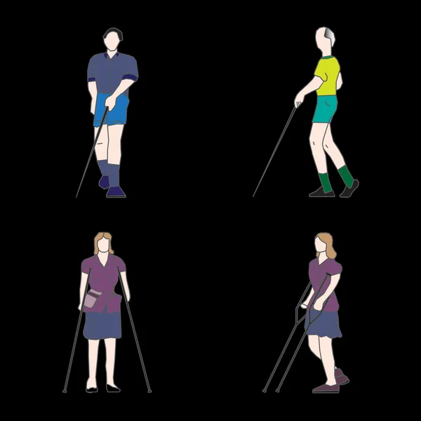 Personnes aveugles handicapées — Image vectorielle