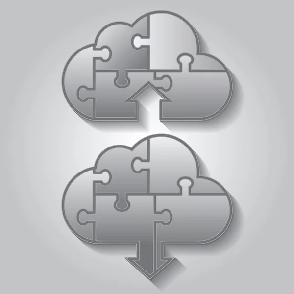 Cloud Computing Download und Upload von Symbolen — Stockvektor