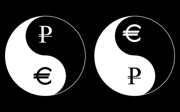 Yin-Yang currency symbols — Stock Vector
