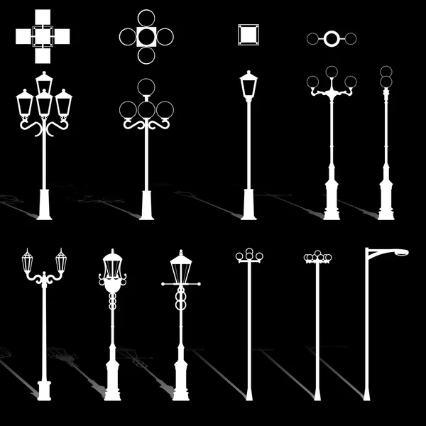 Set lampadaires de rue — Image vectorielle