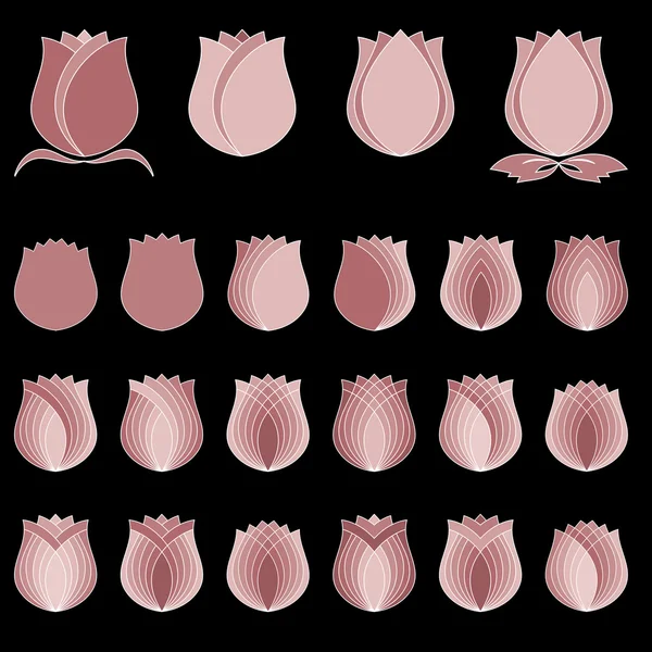 Tulipanes, Flores símbolos Set — Archivo Imágenes Vectoriales