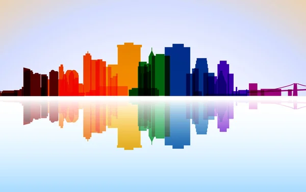 Panorama miasta kolorowe Manhattan — Wektor stockowy