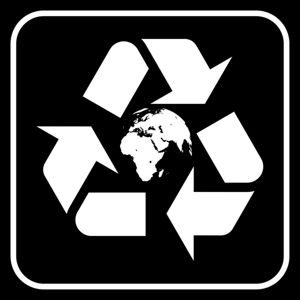 Recycling symbool met globe — Stockvector