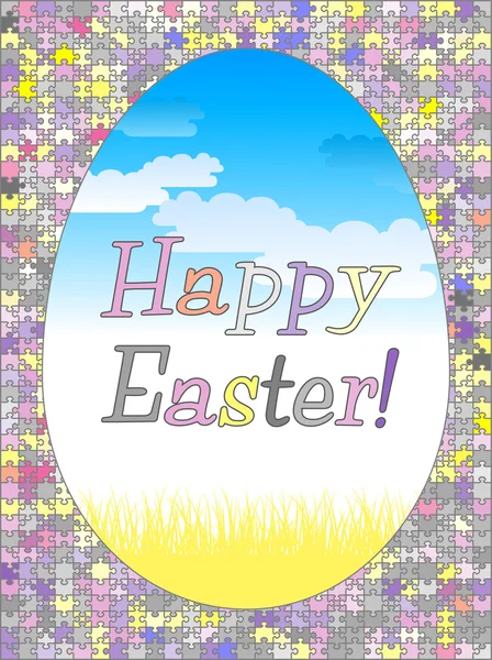 Jigsaw puzzle Easter egg card — Stock Vector