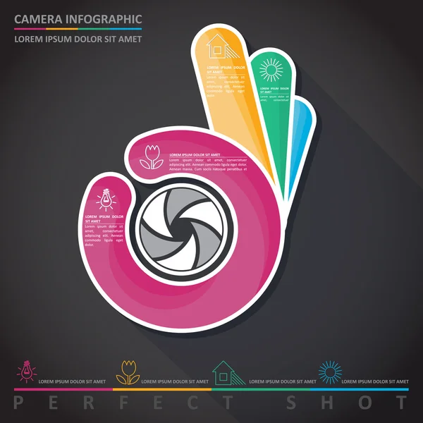 Отличный выстрел. Инфографика камеры — стоковый вектор