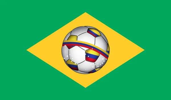 Bandeira brasileira com bola de futebol Columbia — Vetor de Stock