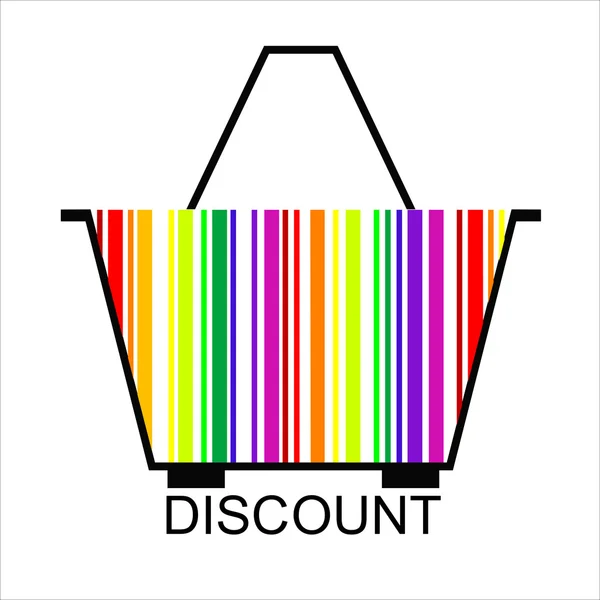 Descuento BARCODE Cesta de compras — Archivo Imágenes Vectoriales