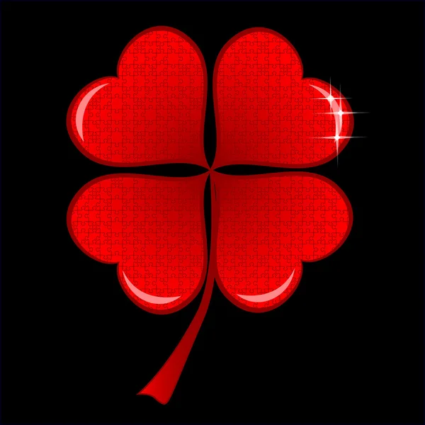 Lucky red hearts Clover — Stock Vector