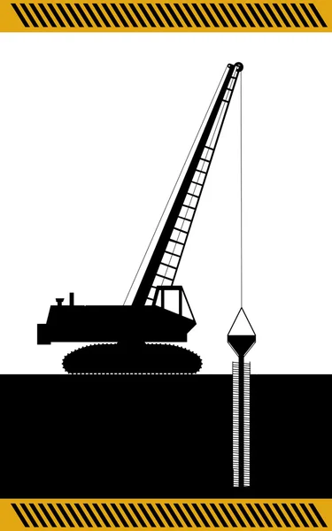 Crane untuk mengisi caisson - Stok Vektor