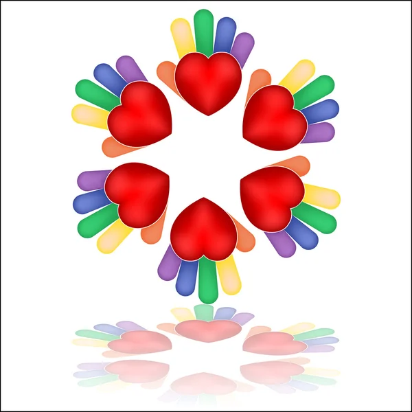 Hands hearts signs — Stock Vector