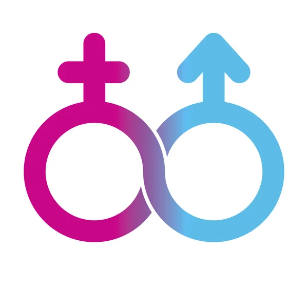 Simbolo illimitato maschile e femminile — Vettoriale Stock
