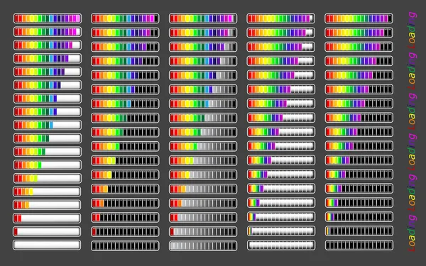 Barras de progreso de cargador diferentes coloridas — Archivo Imágenes Vectoriales