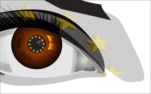 Hebzuchtige oog met eurosymbool — Stockvector