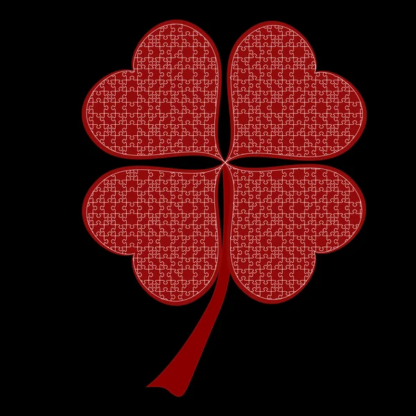 Corazones rojos de la suerte Clover — Archivo Imágenes Vectoriales