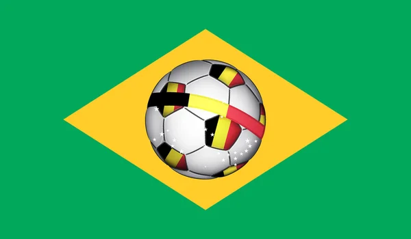 Brazil Zászlóval, a belga futball-labda — Stock Vector